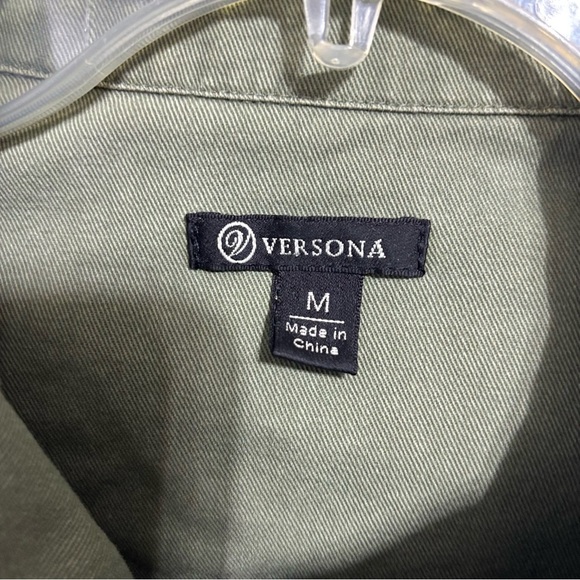 Versona Medium Women's Army Green Snap Zip Jacket Blazer Lightweight FLAW - Picture 3 of 13